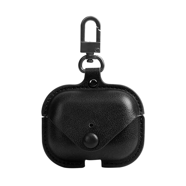 Custodia protettiva in pelle PU con texture litchi per AirPods Pro con gancio (Nero) - Immagine 1