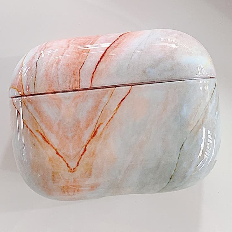 Custodia protettiva per auricolari in plastica con texture marmorizzata per AirPods Pro (Arancione) - Immagine 1