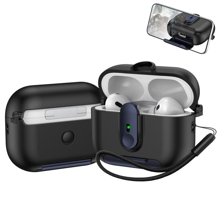 Supporto per auricolari wireless AirPods Pro con custodia e laccetto (Nero Blu Scuro) - Immagine 1