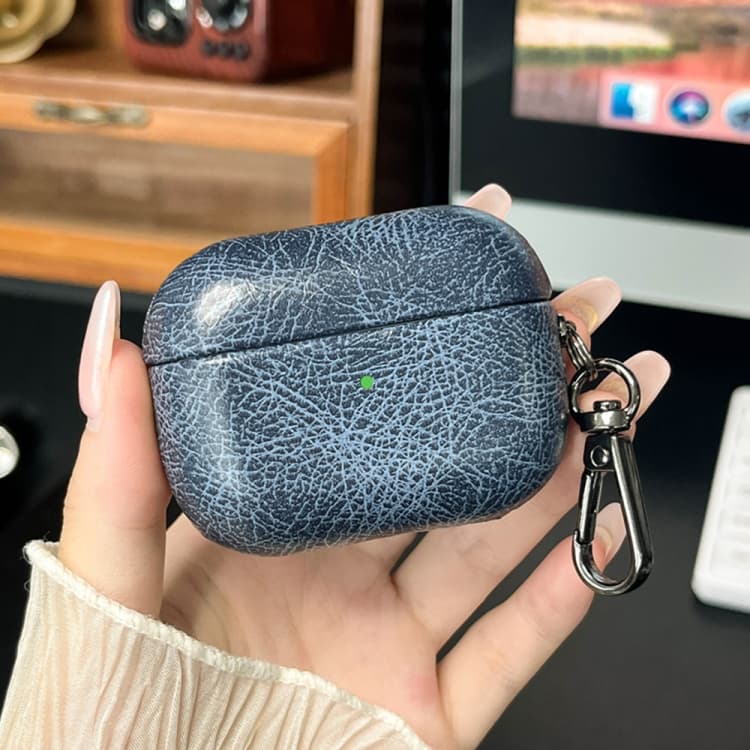 Custodia protettiva in pelle oleata retrò per auricolari Bluetooth AirPods Pro (Blu) - Immagine 1