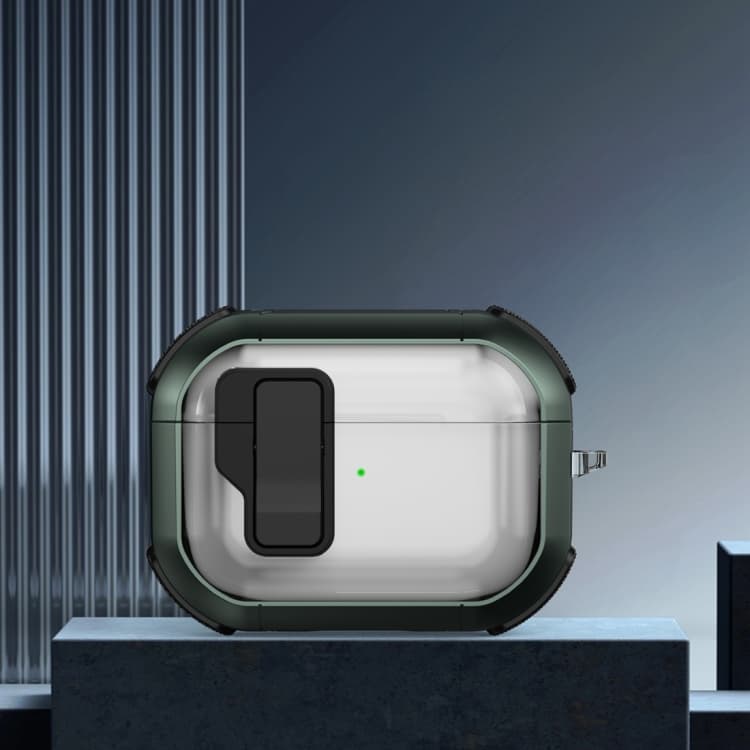 Custodia protettiva per AirPods Pro Thunder Clear Wireless Earphones con interruttore magnetico (Verde militare) - Immagine 1