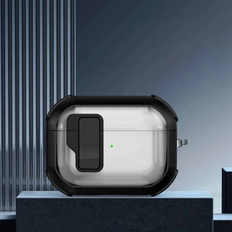 Custodia protettiva per auricolari wireless AirPods Pro Thunder Clear con chiusura magnetica (Nero) - Immagine 1