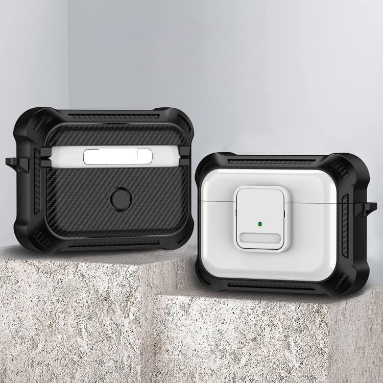Custodia protettiva antiurto in TPU + PC per AirPods Pro con interruttore (Bianco) - Immagine 1
