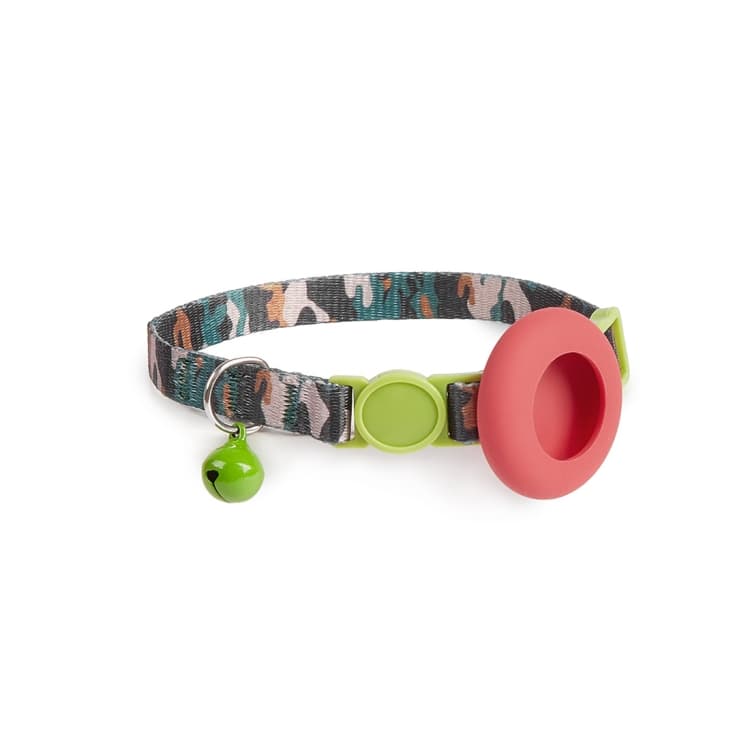 Collare per animali con design stampato per AirTag 2a Gen / AirTag 1a Gen, con campanello e fibbia di sicurezza, stile: mimetica foresta