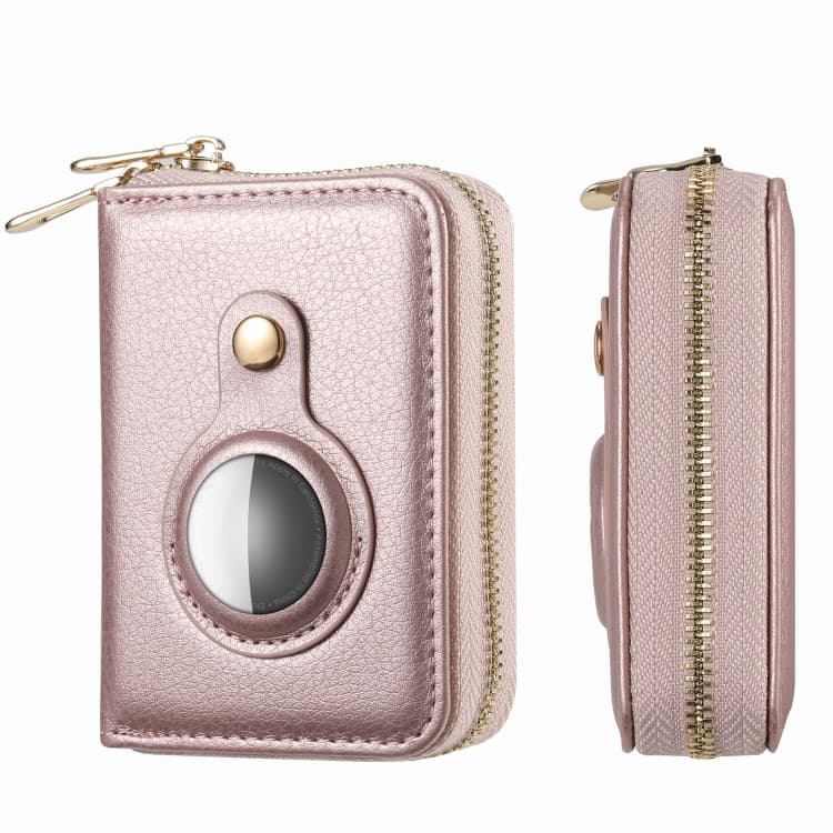 For AirTag 2nd Gen / AirTag 1st Gen Zipper Wallet Protective Cover(Rose Gold) - Immagine 1