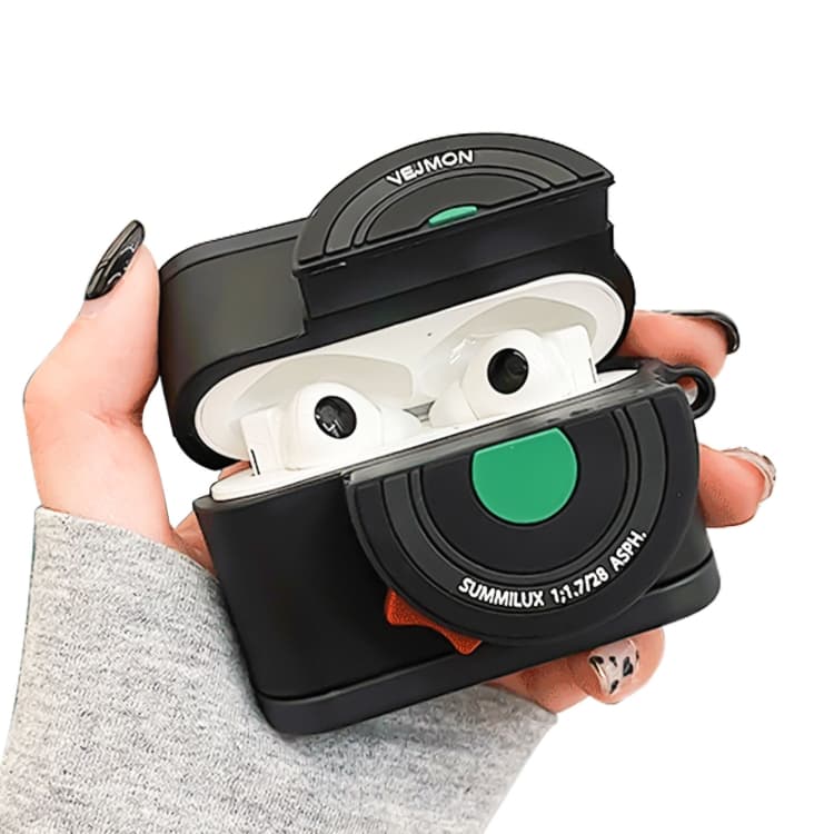 Custodia protettiva per auricolari Bluetooth in stile fotocamera istantanea per Apple AirPods Pro (Nero) - Immagine 1