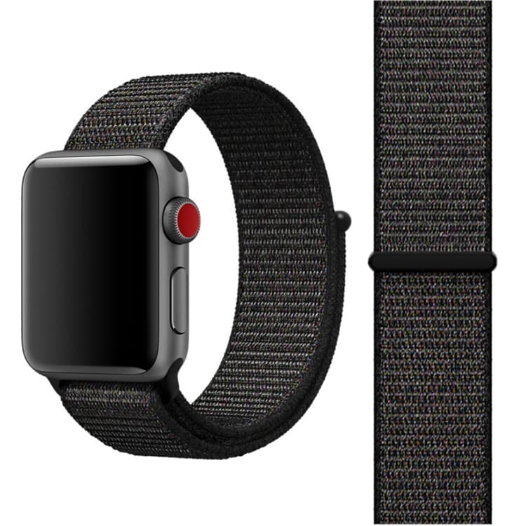 Cinturino in nylon semplice e alla moda con chiusura a strappo per Apple Watch 42mm / 41mm / 40mm / 38mm (Notte Nera) - Immagine 1