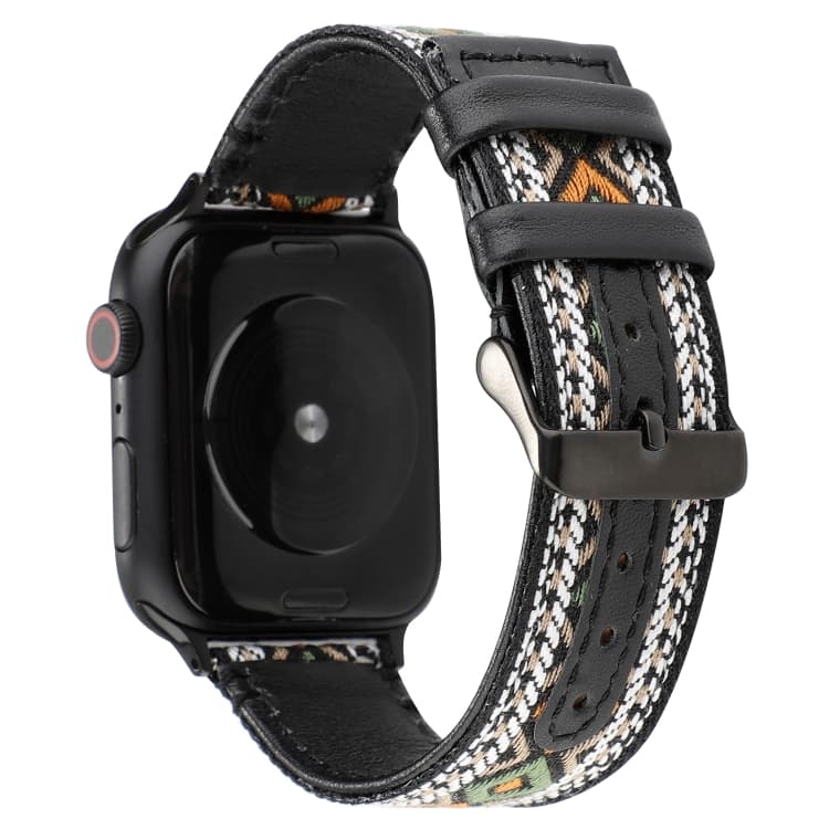 Cinturino in pelle genuina stile etnico per Apple Watch Series 7 41mm / 6 & SE & 5 & 4 40mm / 3 & 2 & 1 38mm (Retrò) - Immagine 1