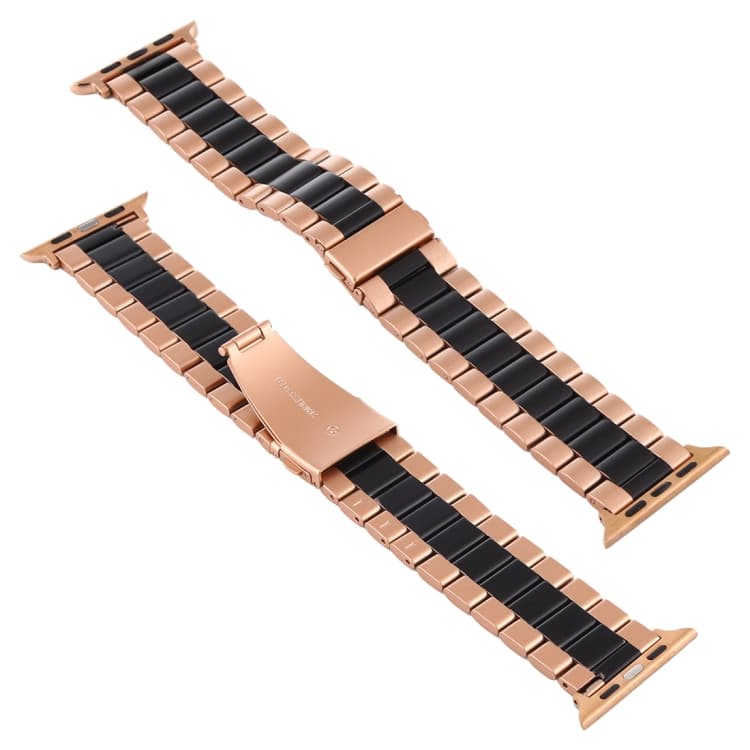Cinturino in acciaio inossidabile per Apple Watch Series 7 45mm / 6 & SE & 5 & 4 44mm / 3 & 2 & 1 42mm (Nero+Oro rosa) - Immagine 1