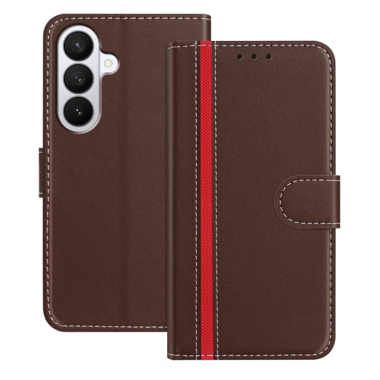 For Galaxy S26 5G Color Block Card Slots Vegan Leather Phone Case(Brown) - Immagine 1