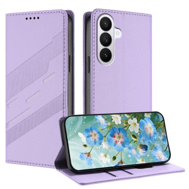 For Galaxy S26 5G Embossed Multi-functional Wallet Retro Leather Phone Case(Light Purple) - Immagine 1
