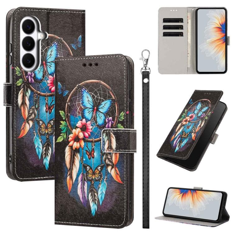 For Galaxy S26 5G Painted Pattern Vegan Leather Phone Case with Strap(Dreamcatcher) - Immagine 1