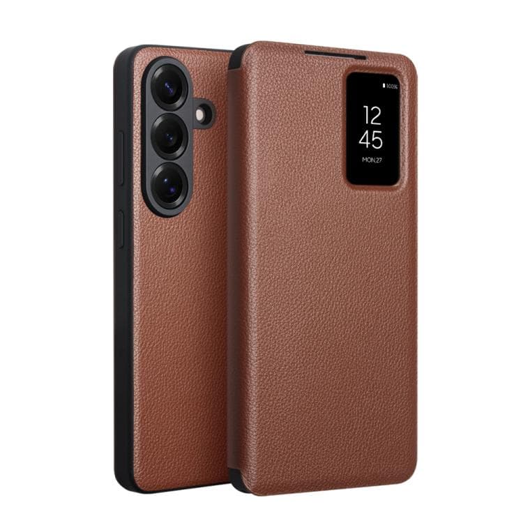 For Galaxy S26 5G QIALINO Magnetic Genuine Leather Phone Case(Brown) - Immagine 1