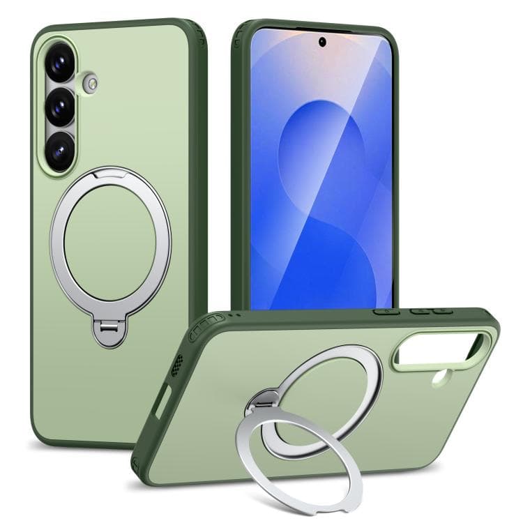 For Galaxy S26 5G Rotating Holder TPU + PC Magnetic Shockproof Phone Case(Green) - Immagine 1