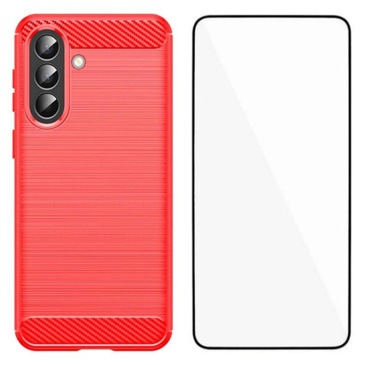 For Galaxy S26 5G WANLONFENG Brushed Texture Shockproof TPU Phone Case with Screen Film(Red) - Immagine 1