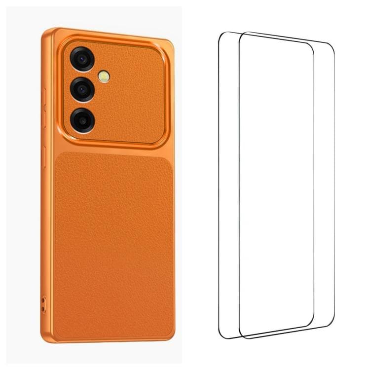 For Galaxy S26 5G WANLONFENG Lambskin Texture PC TPU Phone Case with 2pcs Screen Films(Orange) - Immagine 1