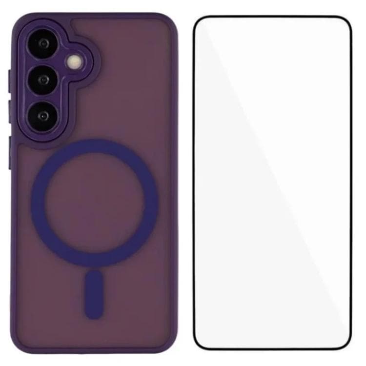 For Galaxy S26 5G WANLONFENG Skin-feel Magnetic PC Hybrid TPU Phone Case with Screen Protector(Purple) - Immagine 1