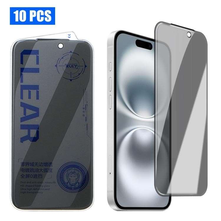 For iPhone 16 10pcs 3D Curved Zero Edge Borderless Privacy Tempered Glass Film - Immagine 1