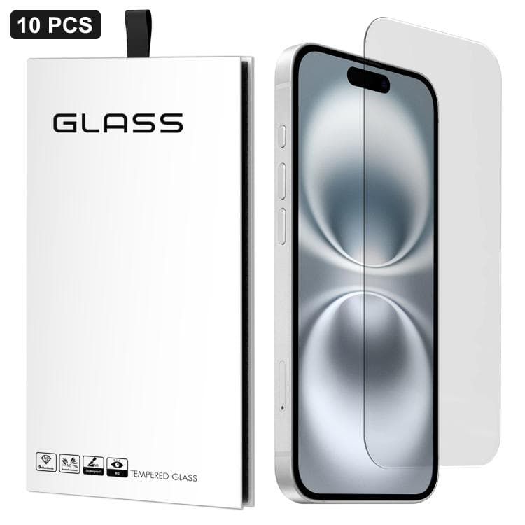 For iPhone 16 10pcs 3D Large Arc Half-Screen No White Border High-Aluminum Thick Adhesive HD Tempered Glass Film - Immagine 1