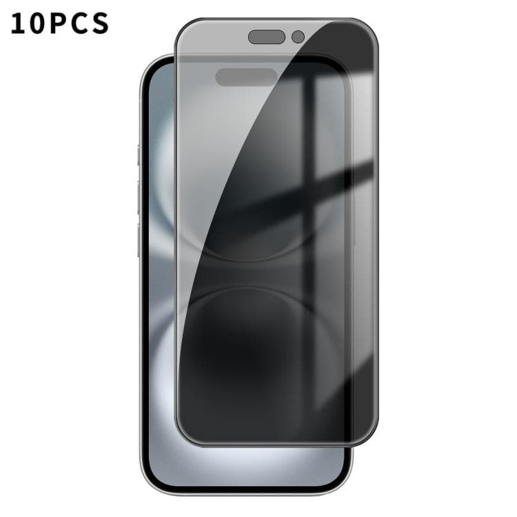 For iPhone 16 10pcs Kalebol High-Aluminum Screen-Printed Full-Coverage Black-Border Privacy Tempered Glass Film - Immagine 1