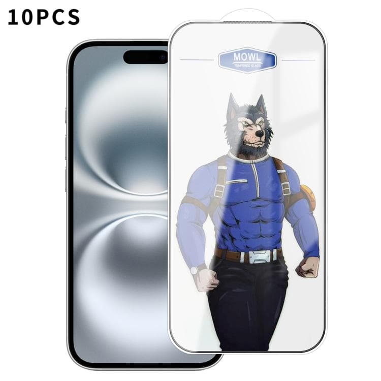For iPhone 16 10pcs MOWL Explosion-Proof Anti-Fingerprint HD Tempered Glass Film - Immagine 1