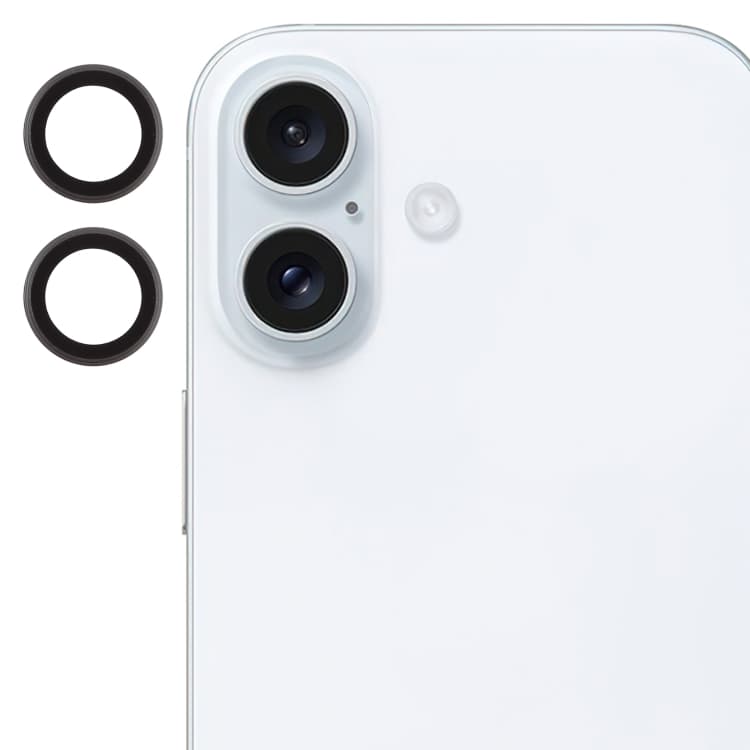 For iPhone 16 / 16 Plus Back Camera Cover Tempered Glass Lens Film(Black)
