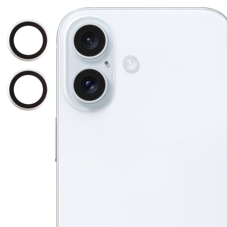 For iPhone 16 / 16 Plus Back Camera Cover Tempered Glass Lens Film(Silver)