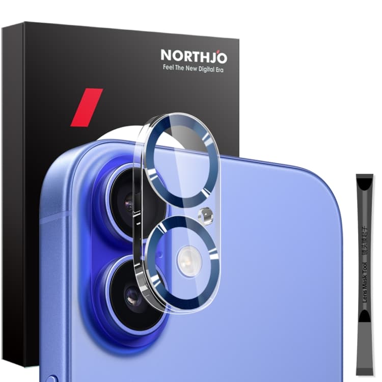 Per iPhone 16 / 16 Plus NORTHJO Proteggiobiettivo Fotocamera CD Veins Vetro Temperato 3D (Blu) - Immagine 1