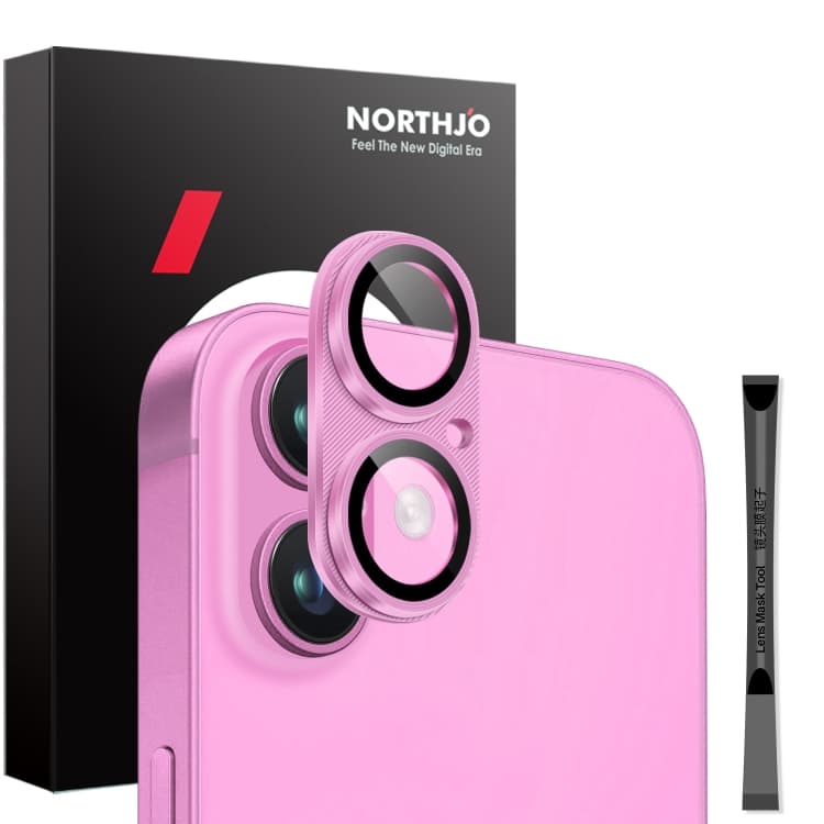 For iPhone 16 / 16 Plus NORTHJO CD Vein Camera Lens Protector Tempered Glass Rear Lens Film(Rose) - Immagine 1