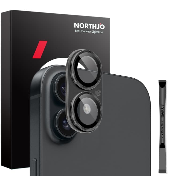 For iPhone 16 / 16 Plus NORTHJO Matte Camera Lens Protector Tempered Glass Rear Lens Film(Black) - Immagine 1