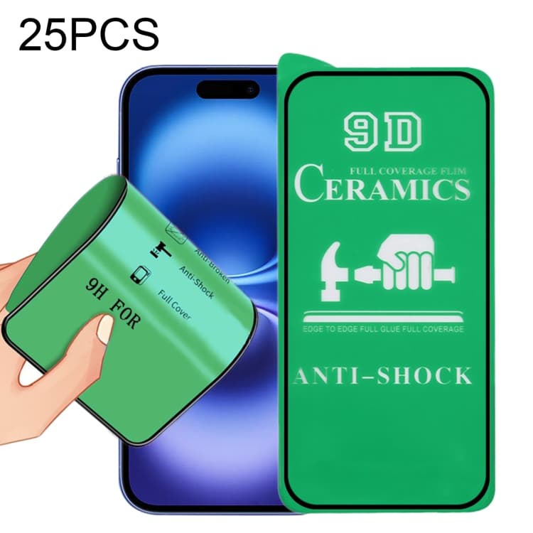 For iPhone 16 25pcs 9D Full Screen Full Glue Ceramic Film - Immagine 1