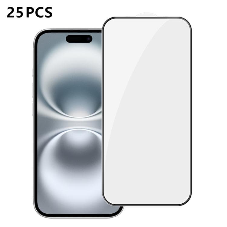 For iPhone 16 25pcs High-Aluminum Full-Coverage Anti-Fingerprint Screen-Printed HD Tempered Glass Film - Immagine 1