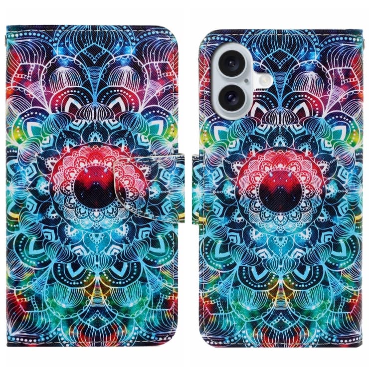 For iPhone 16 3D Colored Drawing Flip Leather Phone Case(Mandala) - Immagine 1