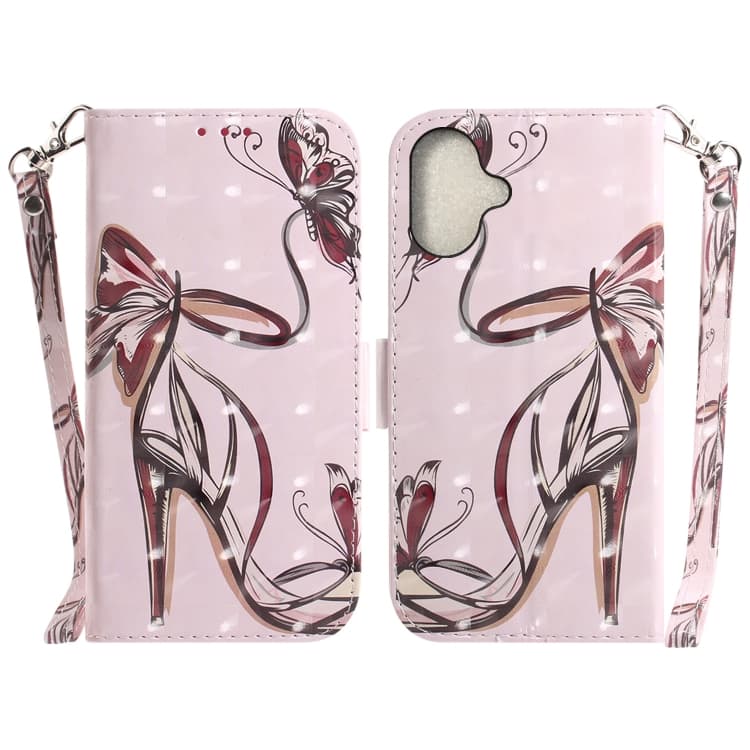 For iPhone 16 3D Colored Horizontal Flip Leather Phone Case(Butterfly High-heeled) - Immagine 1