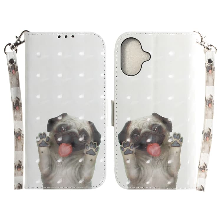 For iPhone 16 3D Colored Horizontal Flip Leather Phone Case(Pug) - Immagine 1