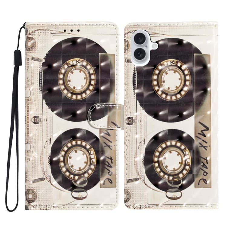 For iPhone 16 3D Pattern Leather Phone Case(Tape) - Immagine 1