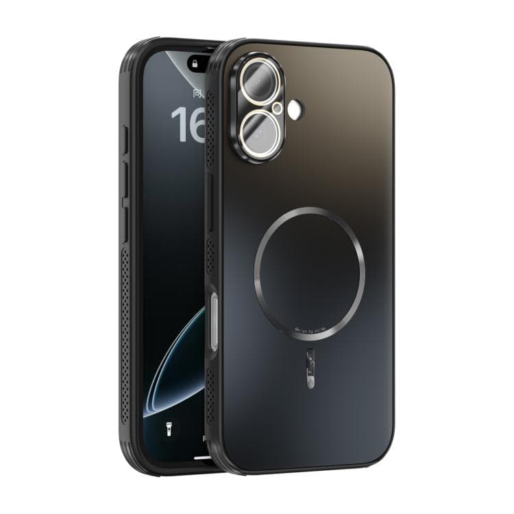 For iPhone 16 ABEEL Heat Dissipation Frosted MagSafe Phone Case with Lens Film(Black) - Immagine 1