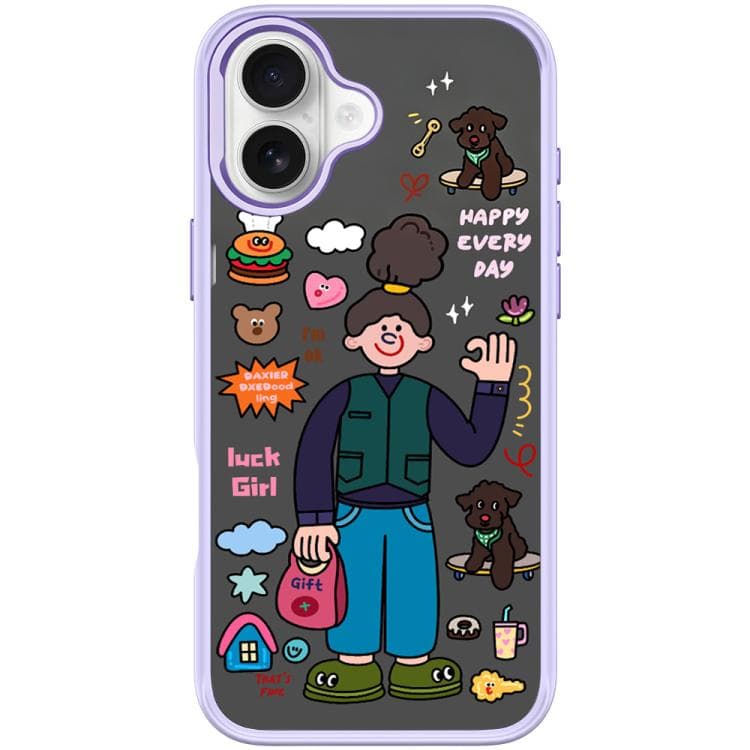 For iPhone 16 American Girl Pattern Magnetic Phone Case(Light Purple) - Immagine 1