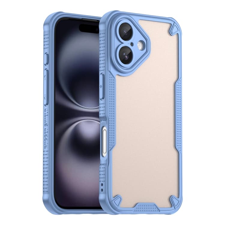 For iPhone 16 Armor Glaze PC Hybrid TPU Phone Case(Blue) - Immagine 1