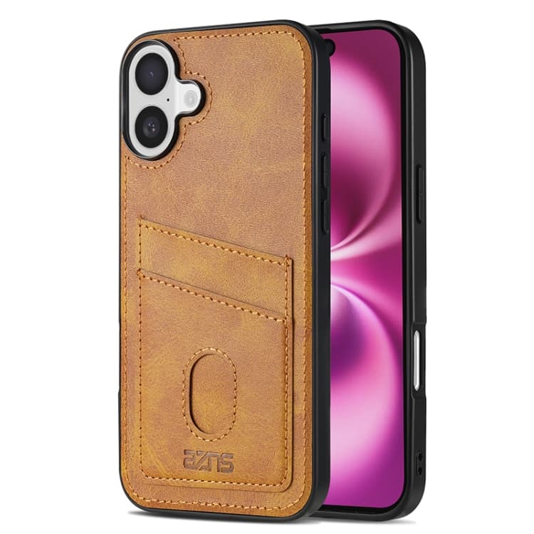 For iPhone 16 AZNS K1 Series Card Slot Business Phone Case(Yellow) - Immagine 1