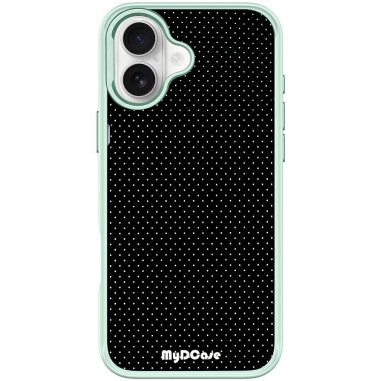 For iPhone 16 Black Dots Pattern Magnetic Phone Case(Light Green) - Immagine 1