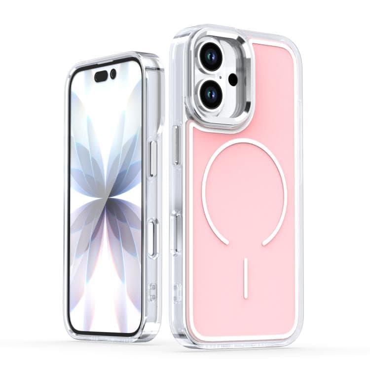 For iPhone 16 Bright Shadow Two-color MagSafe Magnetic Phone Case(Pink) - Immagine 1