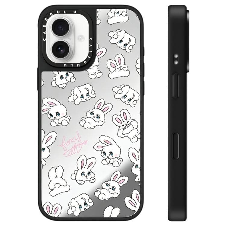Custodia per iPhone 16 Serie Bunny Pattern Mirror (Bunny Silver) - Immagine 1