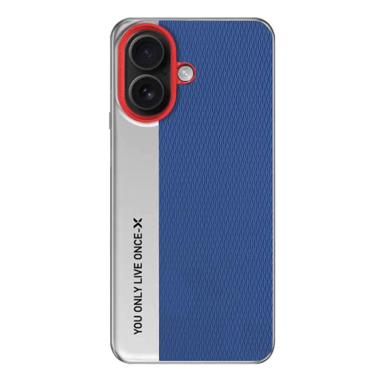 For iPhone 16 Camera Design Diamond Texture Leather PC Phone Case(Blue) - Immagine 1