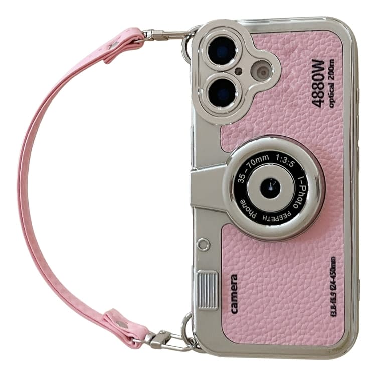 For iPhone 16 Camera Style Phone Case(Pink) - Immagine 1