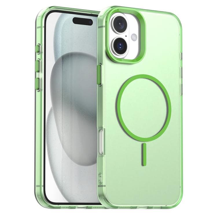 For iPhone 16 Candy Fine Circle Magsafe PC Hybrid TPU Phone Case(Green) - Immagine 1