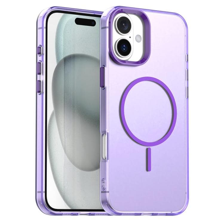 For iPhone 16 Candy Fine Circle Magsafe PC Hybrid TPU Phone Case(Purple) - Immagine 1