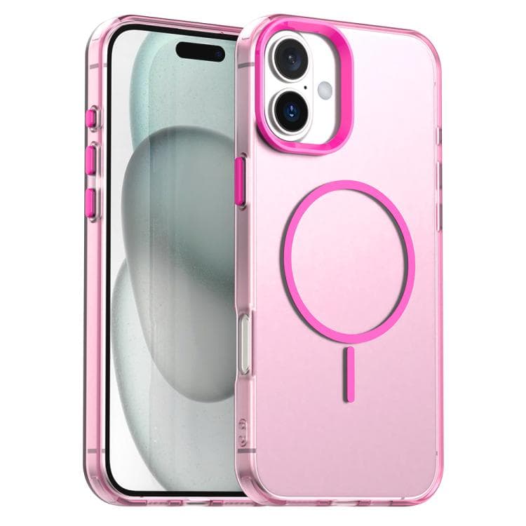 For iPhone 16 Candy Fine Circle Magsafe PC Hybrid TPU Phone Case(Red) - Immagine 1