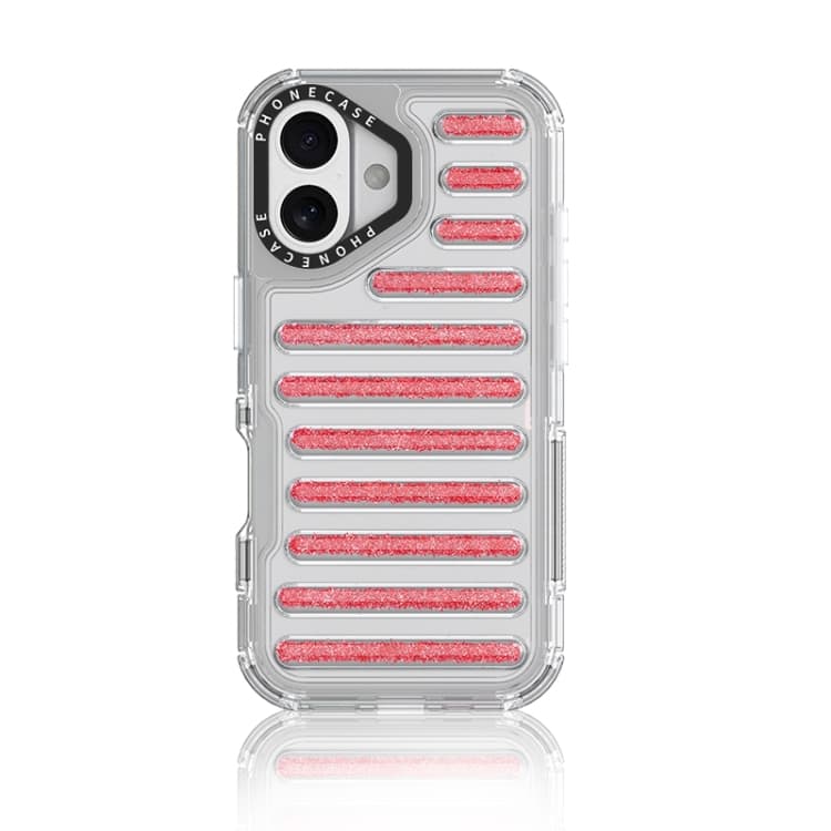 For iPhone 16 Capsule Glitter TPU Hybrid PC Airbag Phone Case(Red) - Immagine 1