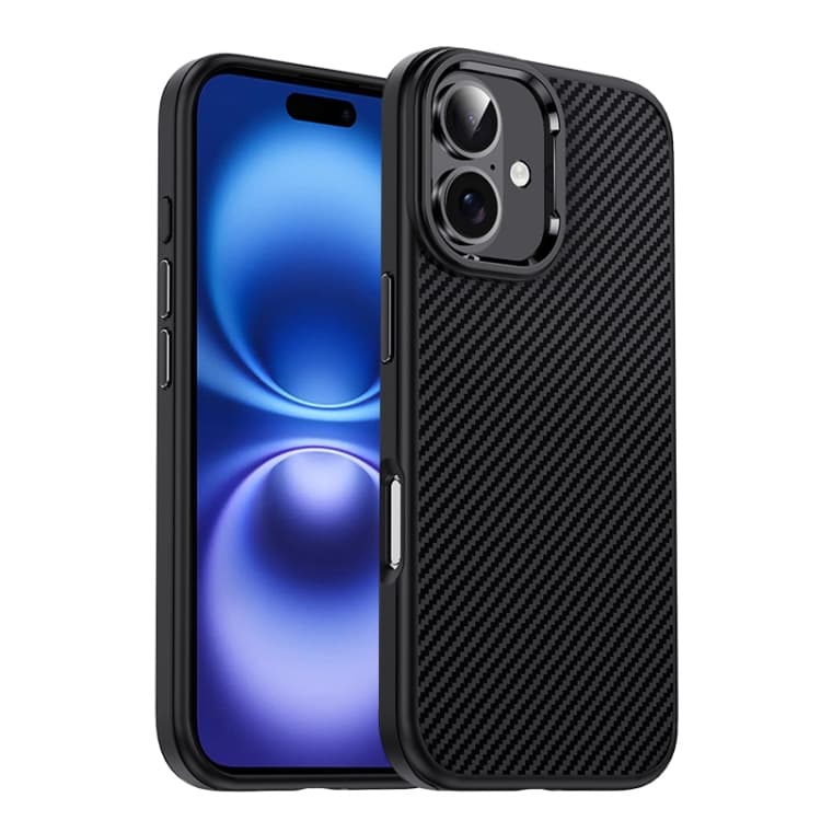 For iPhone 16 Carbon Fiber Textured Oil Spray MagSafe Magnetic Phone Case(Black) - Immagine 1